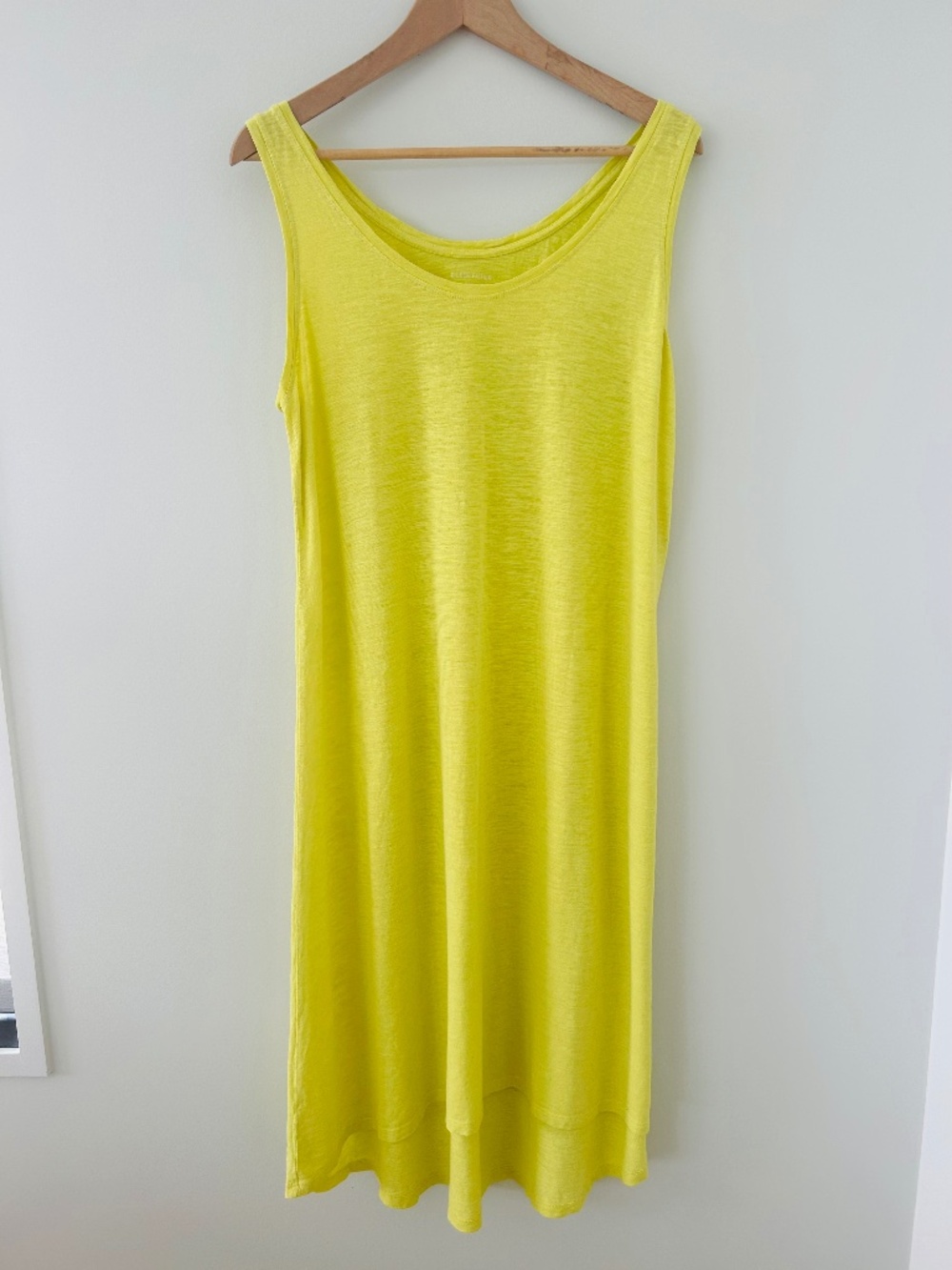 Eileen Fisher Twist Cotton Hemp Tank  Hi-Low Dress in Honeydew Sz M - EUC